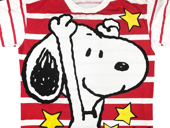 Vintage Snoopy Sleep Shirt Peanuts All Over Print Oversized Pajama Top Comic Strip 1958 Charles Schultz Deadstock V2