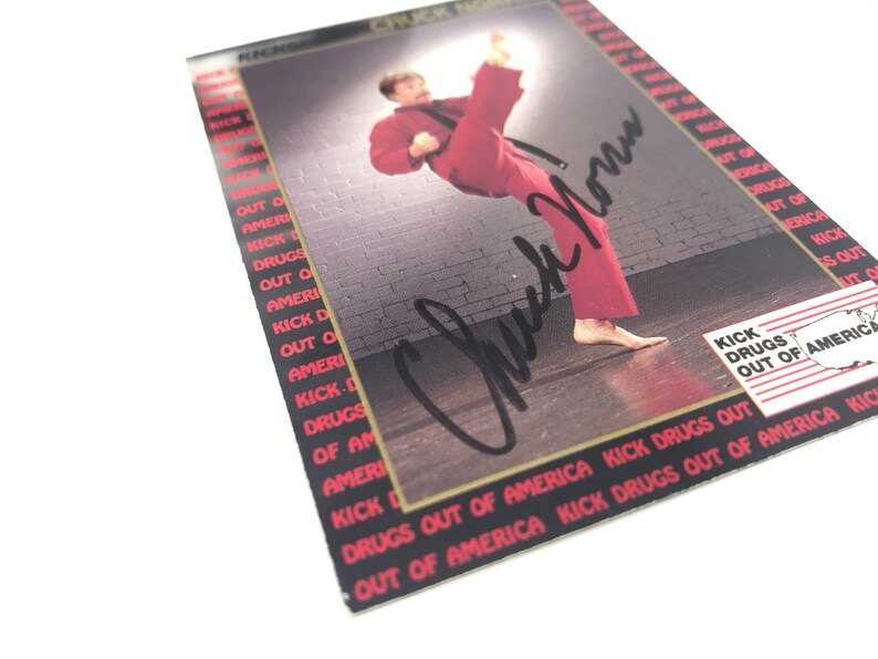 Chuck Norris Autographed Trading Card Kick Drugs Out of America 1991 Signed Autograph Vintage