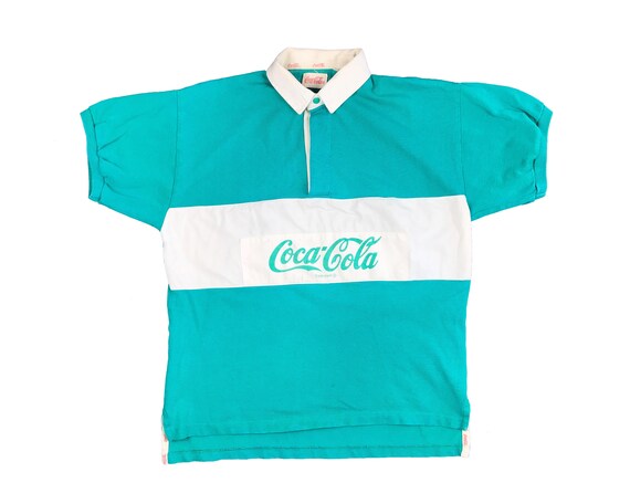 Vintage Coca Cola Rugby Polo Striped Shirt 80s Cok