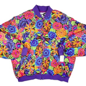 Vintage Floral Bomber Jacket 90s Silk Kriss Kross NOS R9