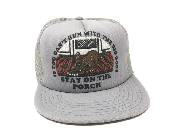 Vintage 80s Trucker Hat Novelty Snapback Cap Run W