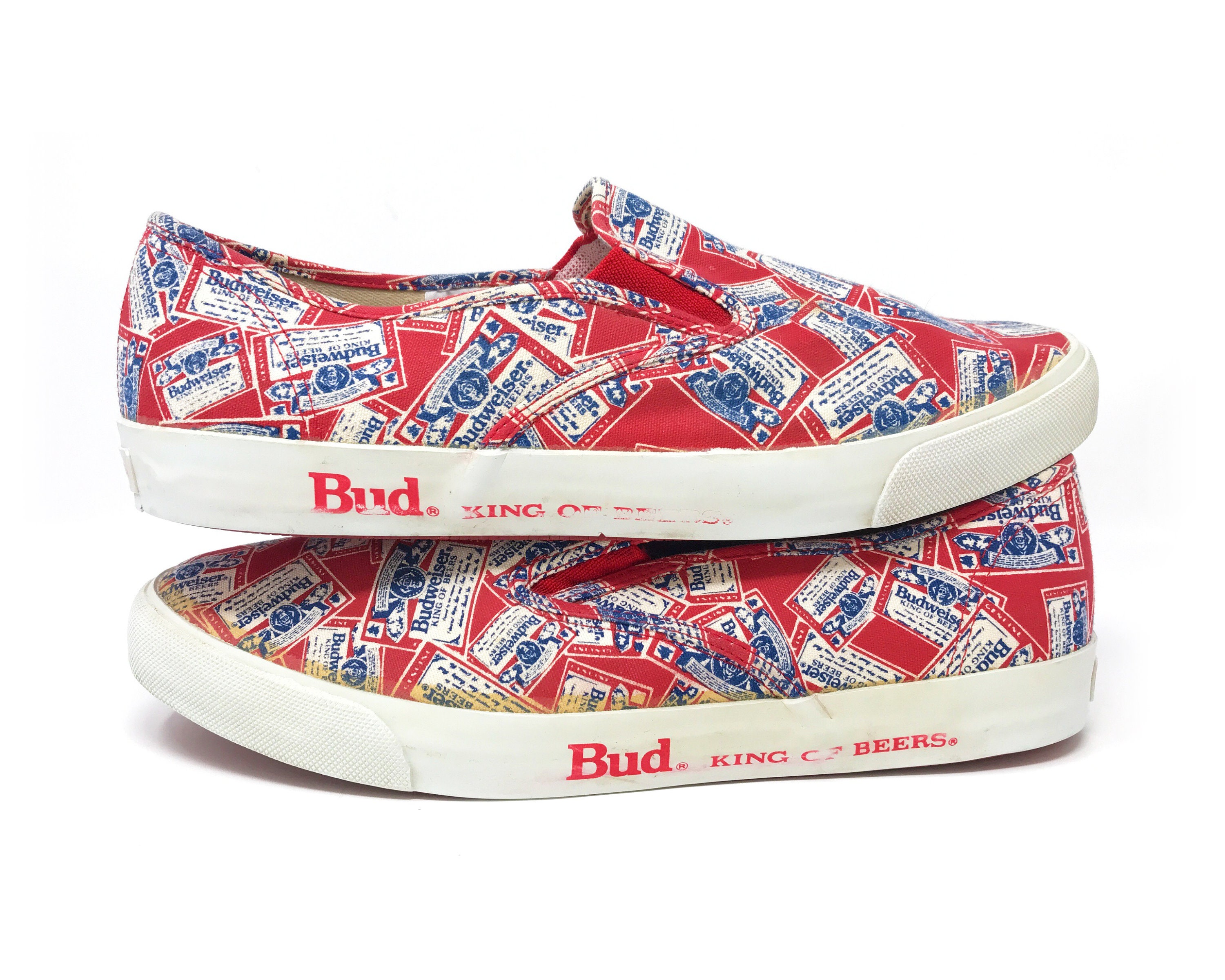 Vintage 80s Budweiser Shoes Canvas Slip-ons King of Beers All - Etsy Vintage 80s Budweiser Shoes Canvas Slip-ons King of Beers All - Etsy