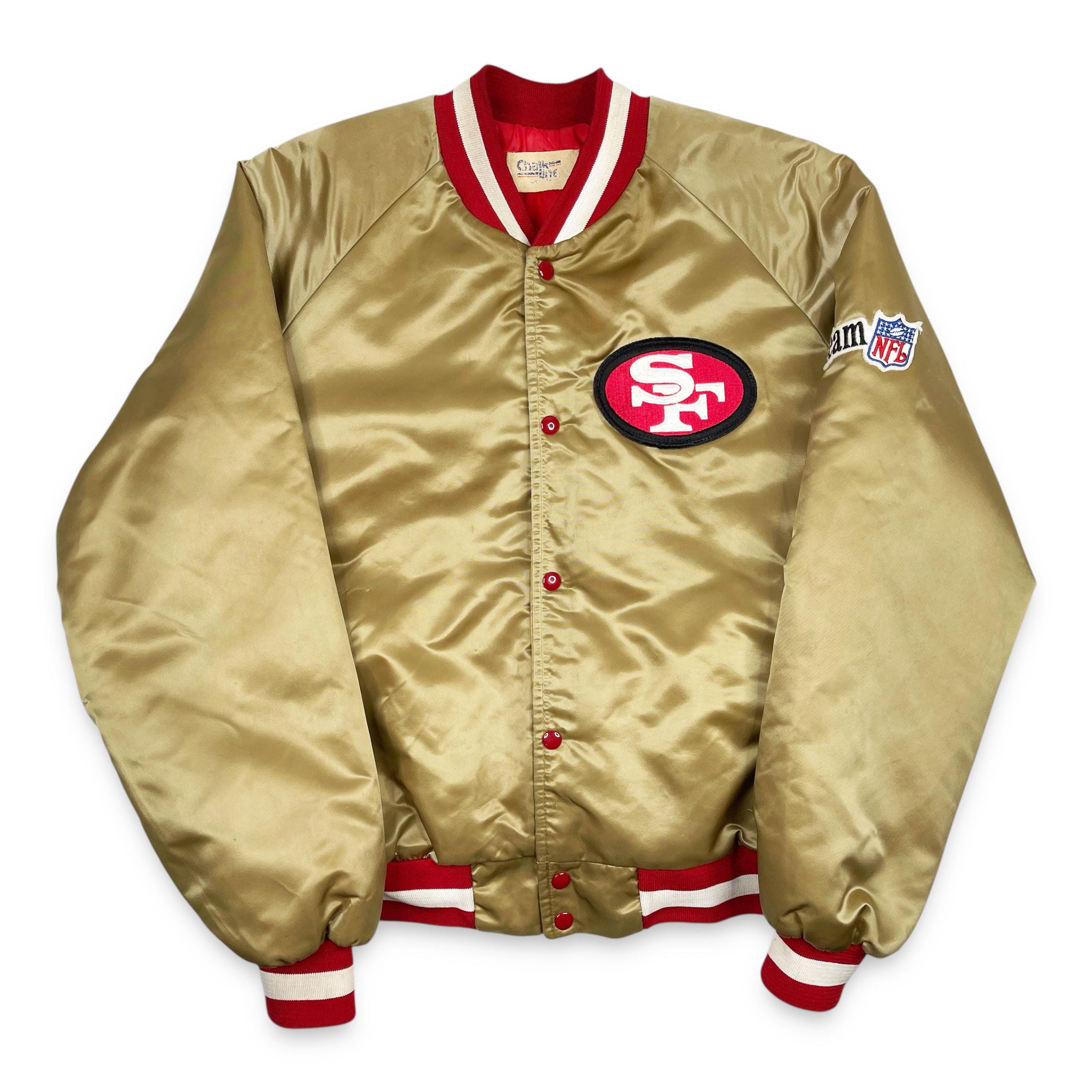 Vintage 49ers Jacket • 80s 90s San Francisco NFL Gold Chalk Line