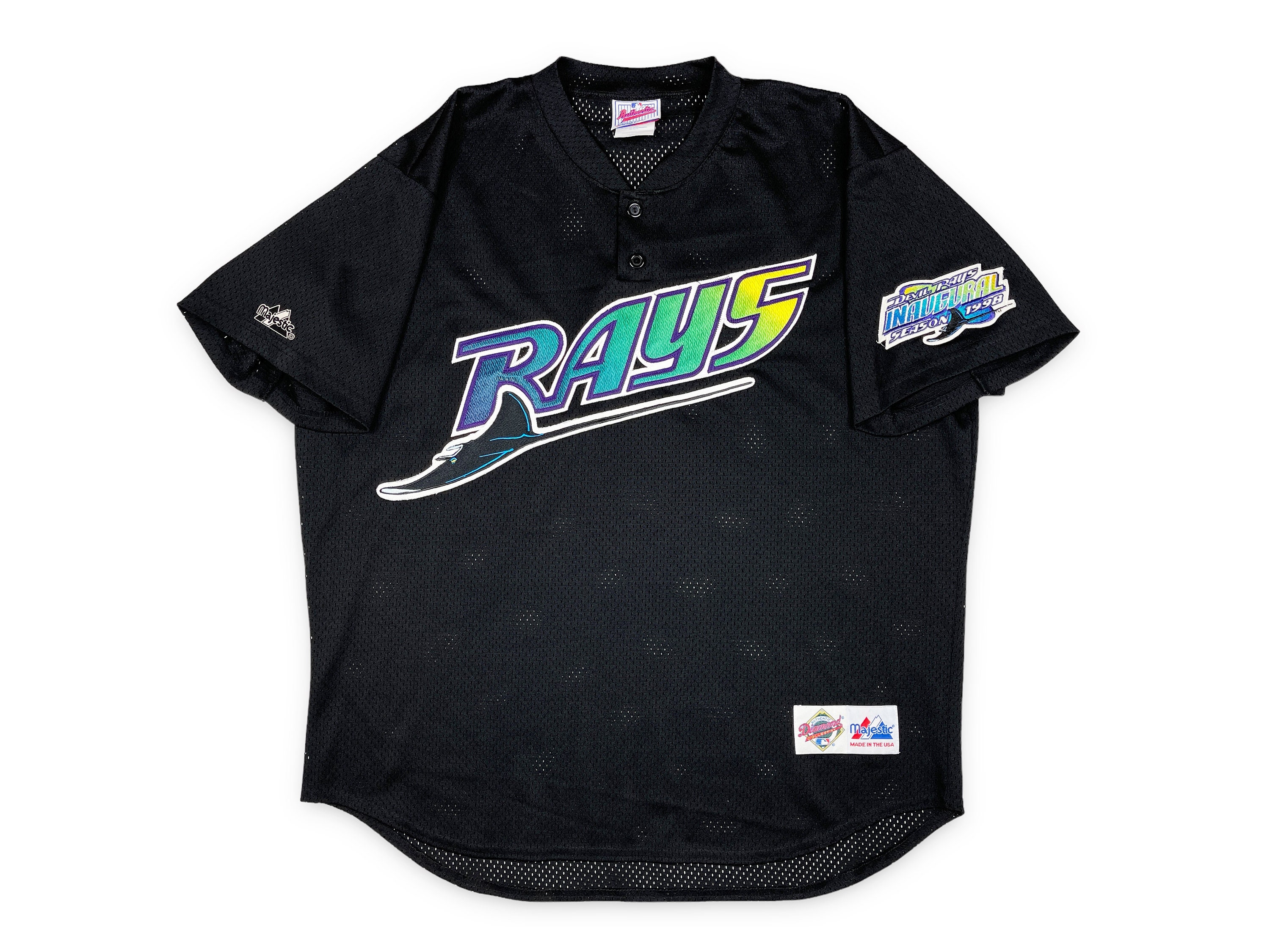 Vintage Tampa Bay Devil Rays Jersey 90s Inaugural Season 1998 Majestic  Diamond Collection XL R01