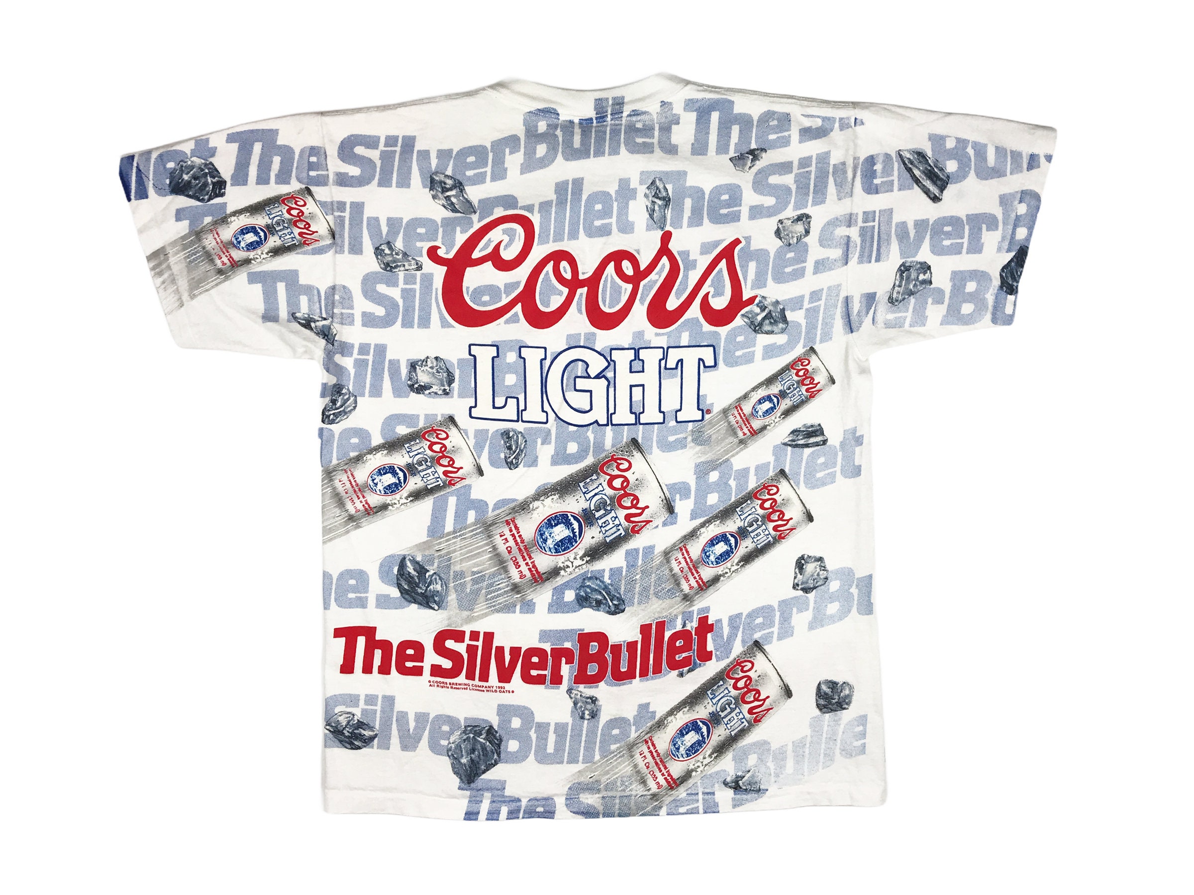 Vintage Coors Light Shirt 90s All Over Print Silver Bullet Etsy