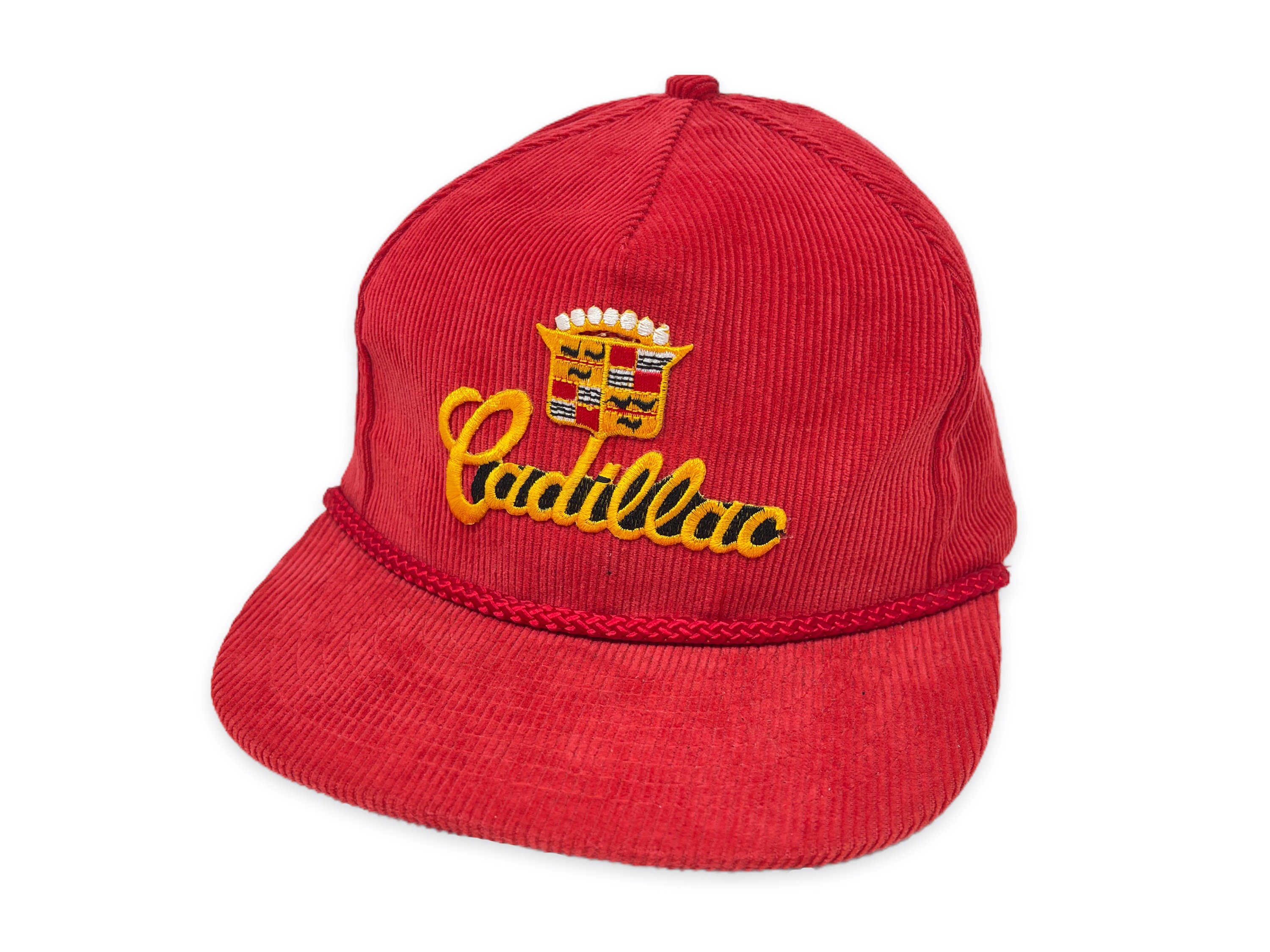 Vintage Cadillac Hat 80s Zipperback Cap Corduroy B3 