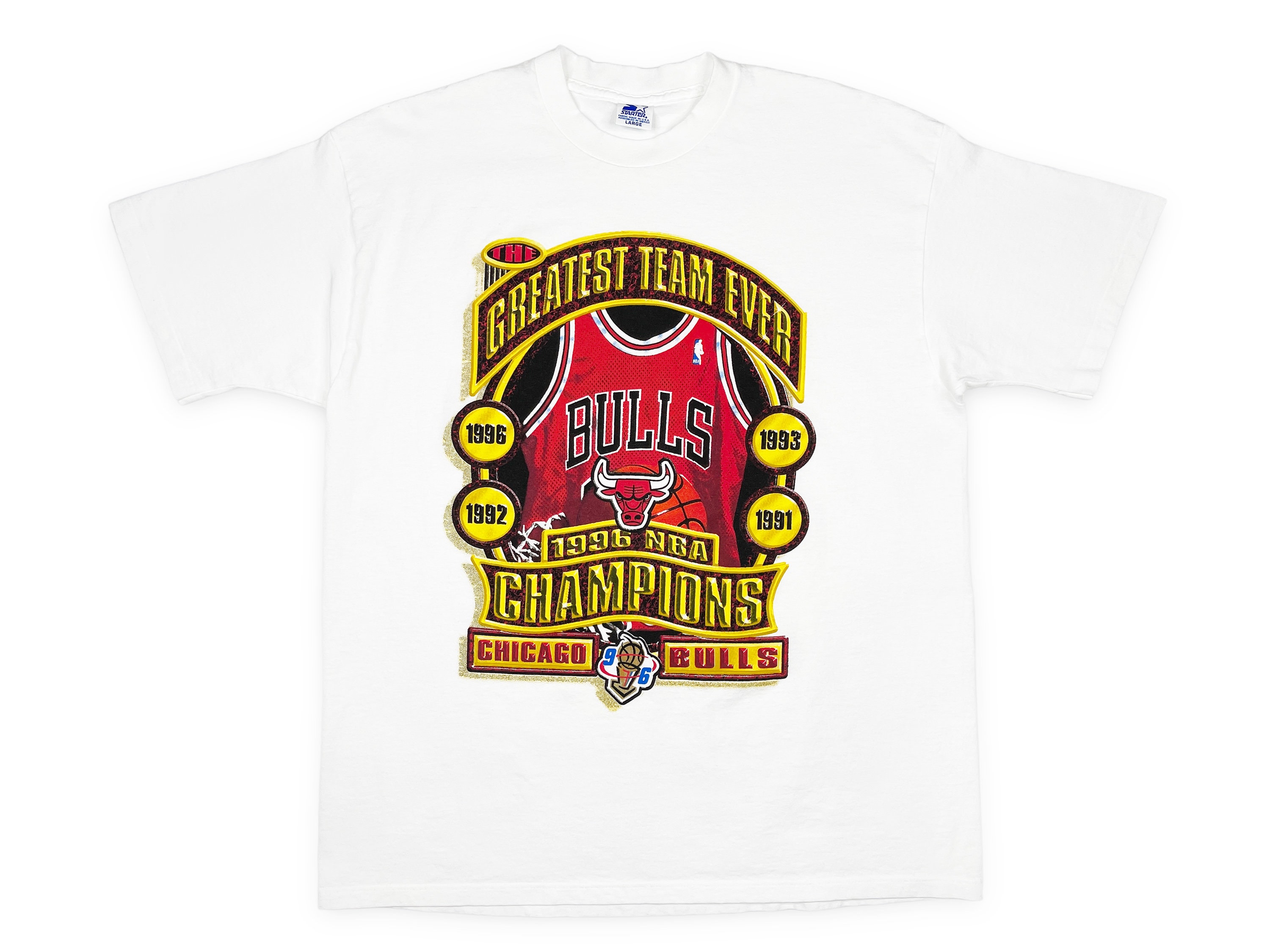 Mitchell & Ness Chicago Bulls Back to Back to Back Champions Tee - Cream - XX-Large