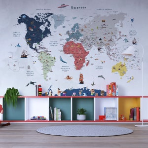 Weltkarte, Tapete, Weltkarte, Kinder Tapete, Weltkarte, Weltkarte, Kinderbild, Kinder Tapete