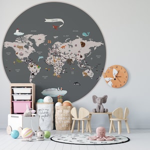 Weltkarte, Tapete, Kinderzimmer, Wanddeko, Kinderzimmer, Wanddeko, Kinderzimmer