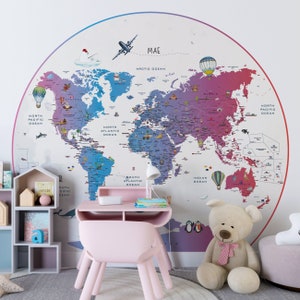 Kids world map,  world map wallpaper, animals map