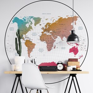 World map wallpaper, peel stick removable world map