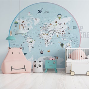 Dunkelblaue Kinder Weltkarte, Weltkarte, Wallpaper, Kinder Tiere