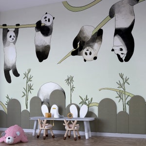 Panda Wallpaper – Cute Animal Kids Room Bambu Wall Mural