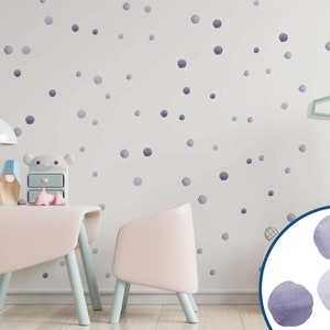 Polka dot muur sticker, paarse stippen sticker, kinderen muur sticker, kinderkamer muur sticker