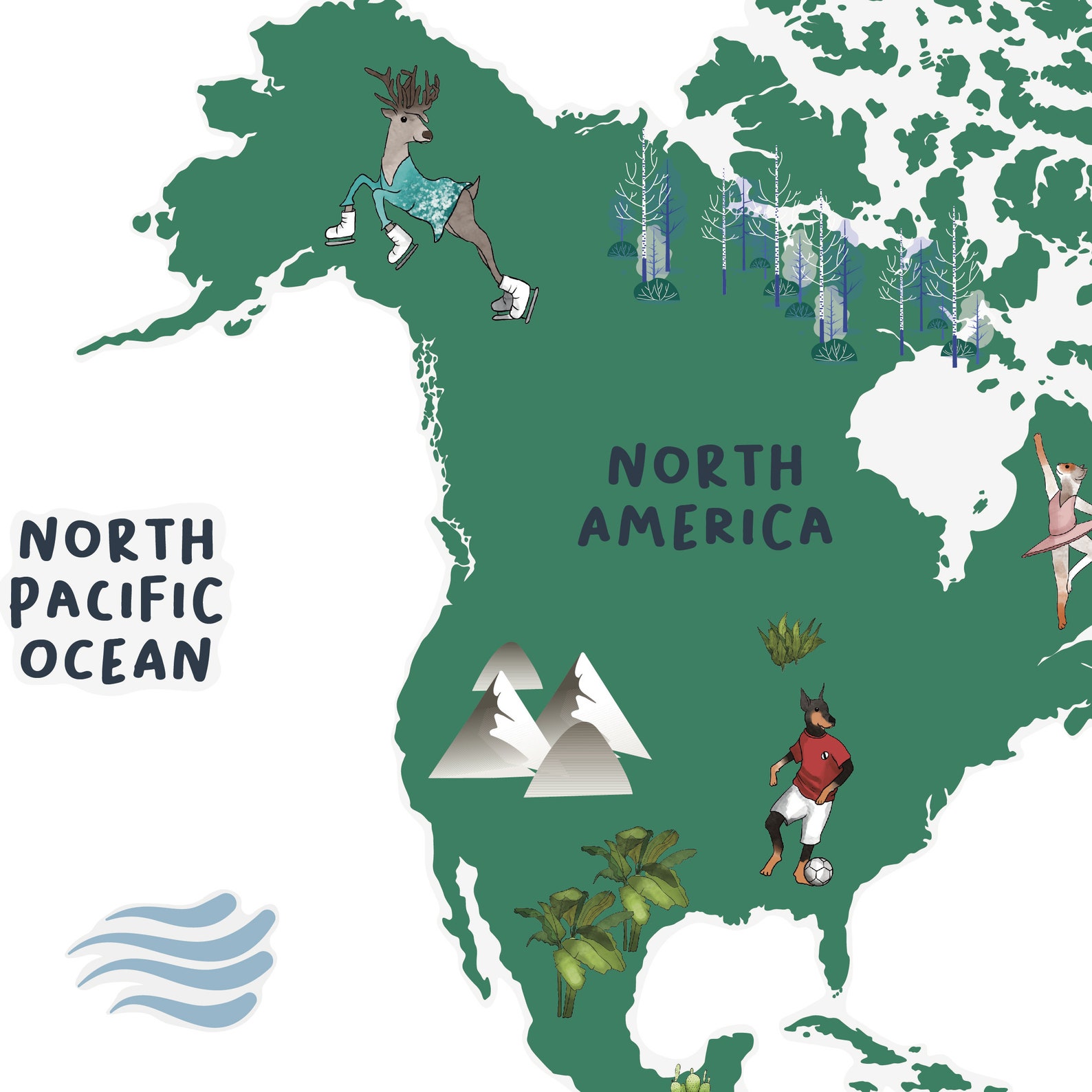 Kids World Map Decal Nursery World Map Decal Animals Map - Etsy