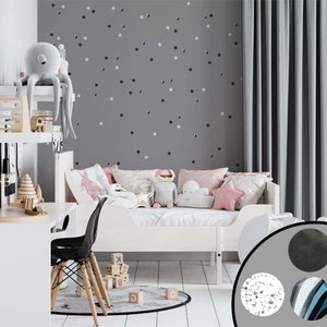 Polka dot muur sticker, zwarte stippen sticker, kinderen muur sticker, kinderkamer muur sticker