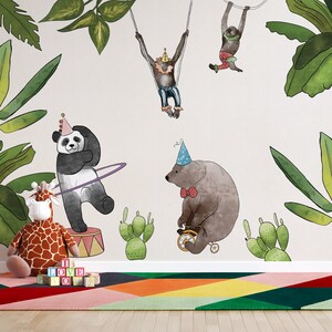 Zirkus Tapete, Zirkus Wandbild, Kinder Tapete, Kinderzimmer Tapete, Affe Tapete