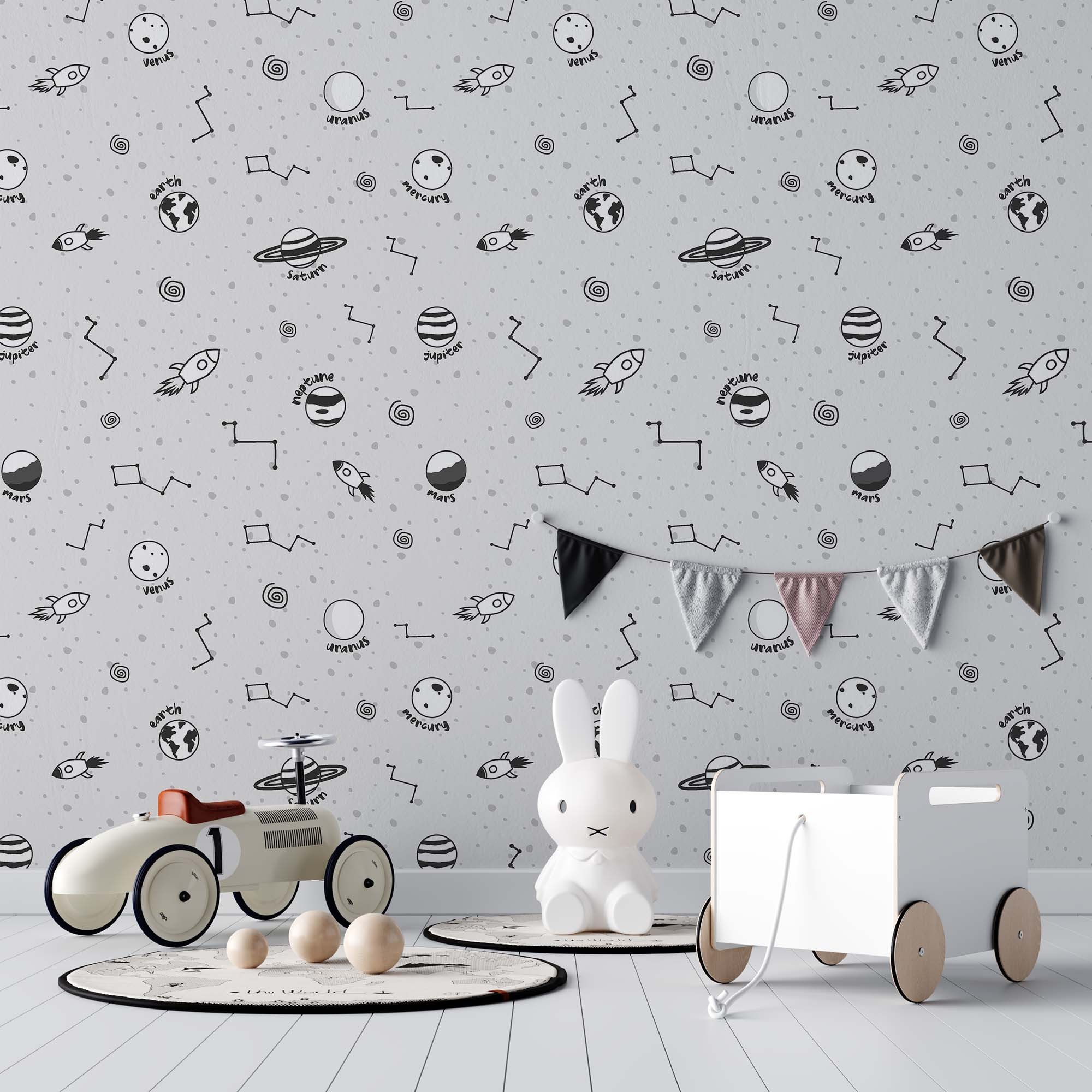 Kids Space Wallpaper Planets Wallpaper Space Wall Mural - Etsy