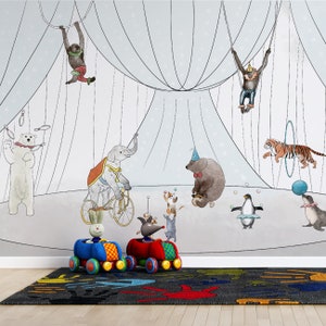 Circus wall mural, circus wallpaper, kids wallpaper, nursery wallpaper