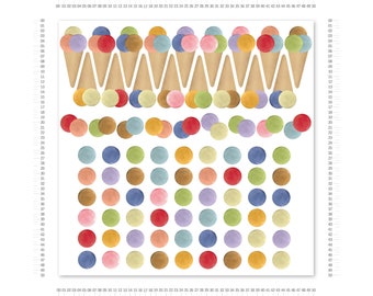 Ice cream wall decal, colorful dots, kids wall decal, nursery wall decal