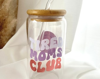 Drinking glass with straw, personalized glass, Mother's Day, gift, Mom