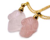 Skull Perfume Bottle for Essential Oils Air Freshener,hand carved natural rose quartz skulls pendant necklace for women X232