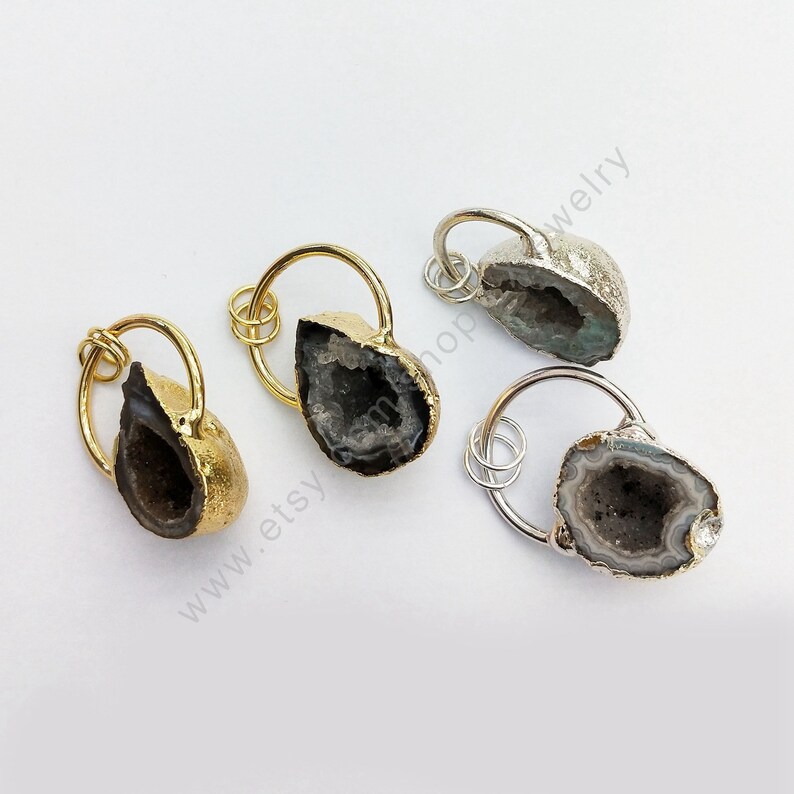 Freefrom Geode Leopard Agates Druzy Pendant Natural Geode Drusy Quartz Agates Gem Stone circle Pendants Jewelry Making L398