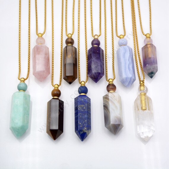 Hexagonal Natural Quartz Stone Crystal Pendant Manual Fluorite Necklace Women
