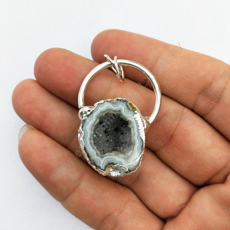 Freefrom Geode Leopard Agates Druzy Pendant Natural Geode Drusy Quartz Agates Gem Stone circle Pendants Jewelry Making L398