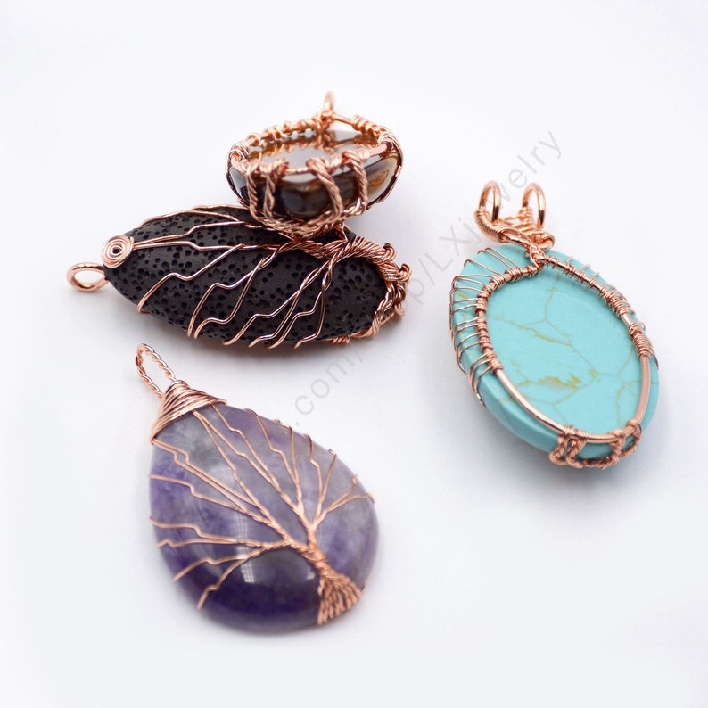 Wire Wrapped in Silver Wire Chinese Turquoise Cabachon Pendant