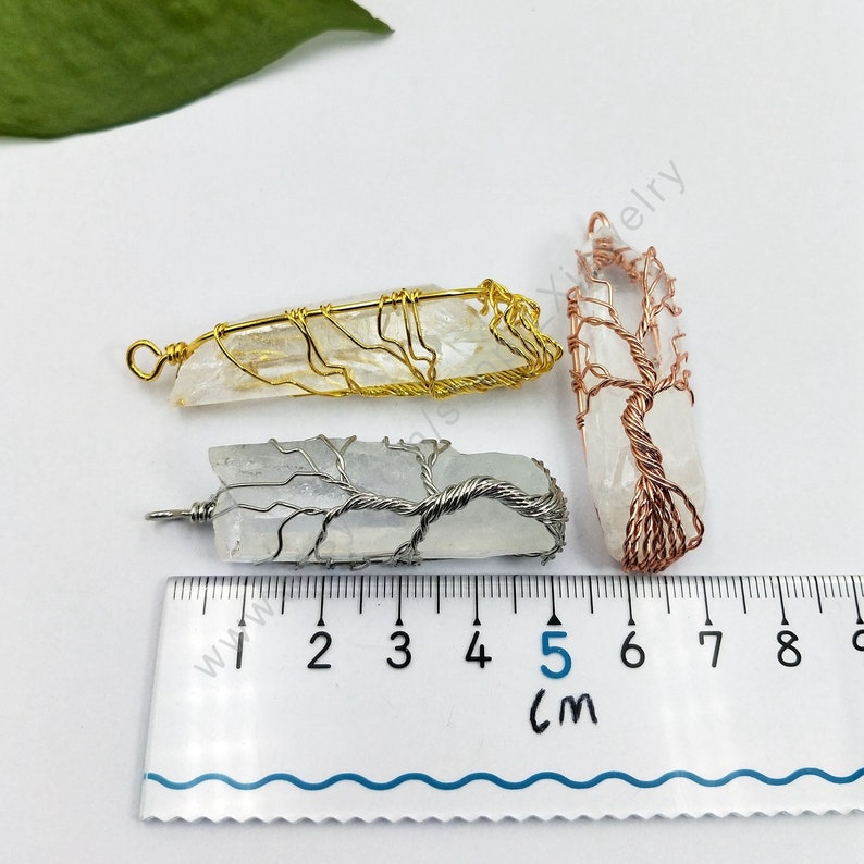 Natural White Crystal Big Pendant Tree of Life multi Color Handmade Wire Wrapped Pendant for Necklace,crystal bar pendants L451