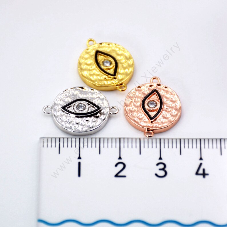 CZ Micro Pave round Link for DIY Jewelry Making Findings L788 5-10 pcs Evil Eye Connector Charms