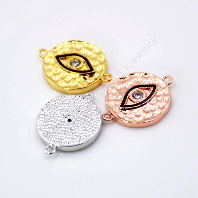 CZ Micro Pave round Link for DIY Jewelry Making Findings L788 5-10 pcs Evil Eye Connector Charms