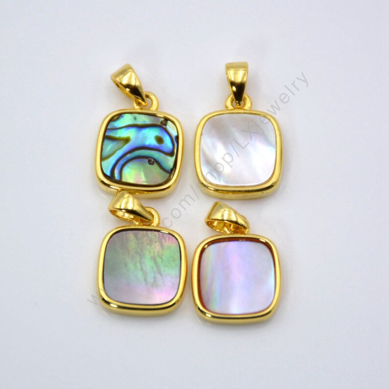 5-10 PCS square Sea Shell Pendant Minimalist Geometric Necklace Accessories,Mother of Pearl Jewelry Findings X031