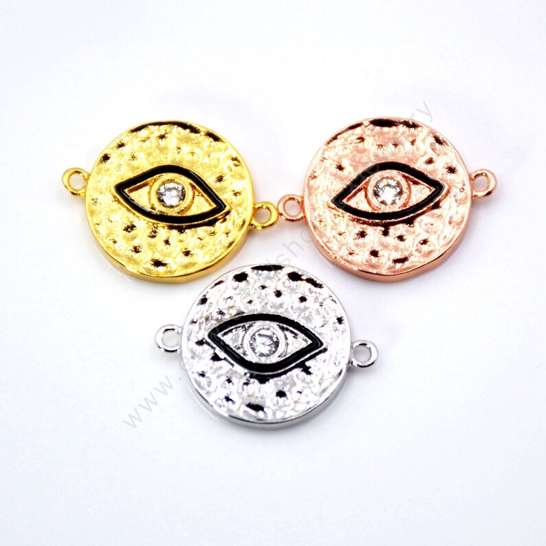 CZ Micro Pave round Link for DIY Jewelry Making Findings L788 5-10 pcs Evil Eye Connector Charms
