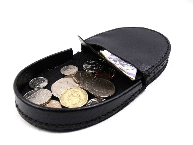 New high quality genuine leather coin tray purse change wallet pouch zdjęcie 6