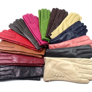 New Womens Premium High Quality Genuine Soft Leather Gloves Fully Lined Warm. image 1