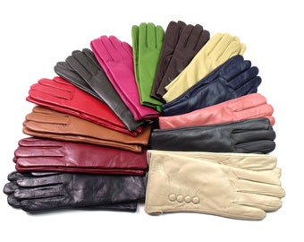 Nuovi guanti da donna in vera pelle morbida di alta qualità, completamente foderati e caldi.