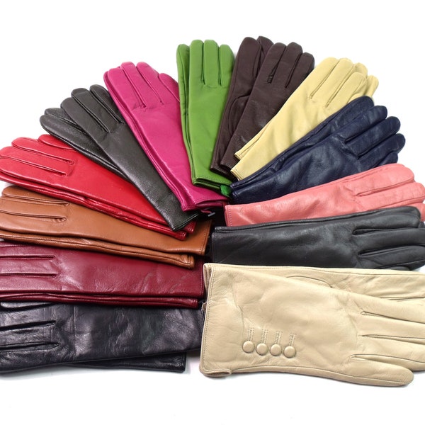 New Womens Premium High Quality Genuine Soft Leather Gloves Fully Lined Warm.