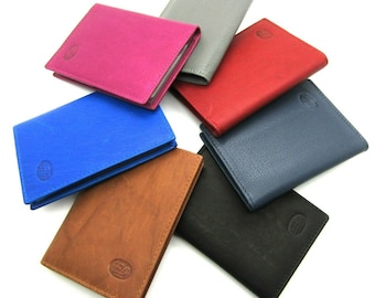 Unisex coloured real high quality leather id credit card holder wallet pouch