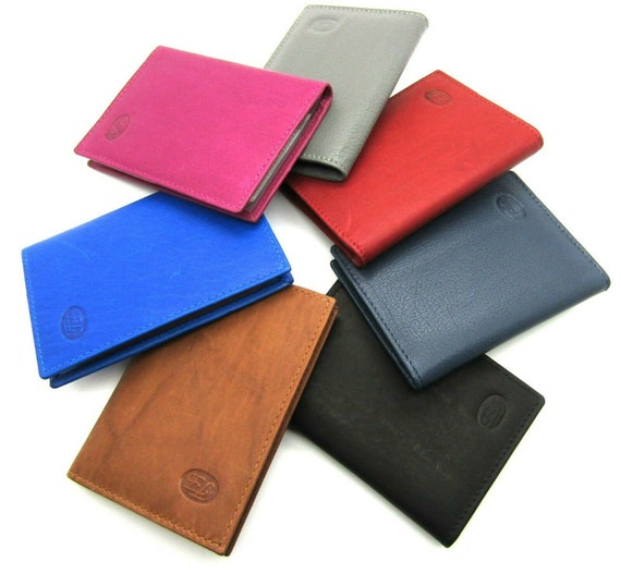 Unisex Coloured Real High Quality Leather ID Credit Card Holder Wallet Pouch