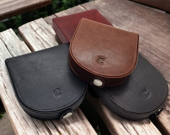 Unisex High Quality Horse Shoe Shaped Real Leather Coin Tray Change Wallet