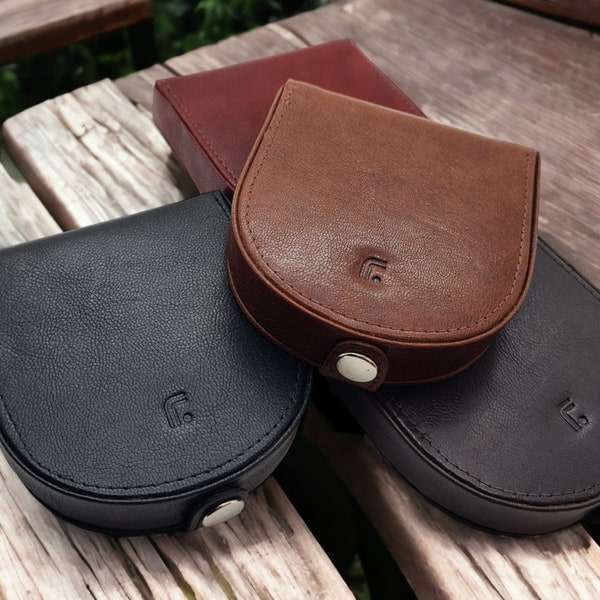 Unisex High Quality Horse Shoe Shaped Real Leather Coin Tray Change Wallet