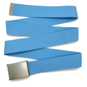 Ceinture unisexe en toile de coton de haute qualité, boucle argentée 52 pouces Ocean Blue