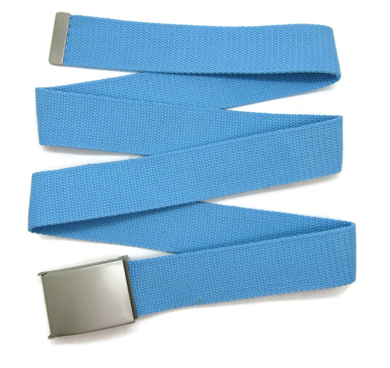 Ceinture unisexe en toile de coton de haute qualité, boucle argentée 52 pouces Ocean Blue