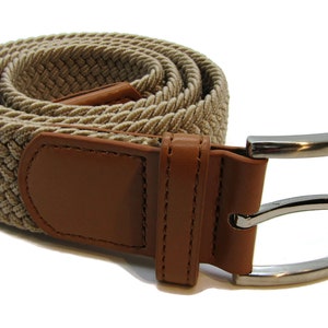 Unisex high quality Adjustable elastic fit stretch webbing effect belt strong smart casual Caramel