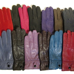 Ladies super soft genuine leather fully fleece lined gloves winter driving warm