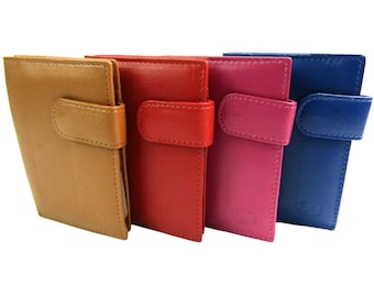 Unisex genuine coloured soft real leather credit card holder concertina wallet