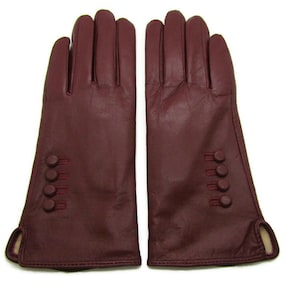 New Womens Premium High Quality Genuine Soft Leather Gloves Fully Lined Warm. Wine