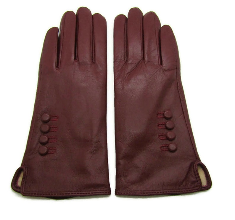 Neue Damen Premium Hochwertigen Echten Weichen Leder Handschuhe Voll Gefüttert Warm. Wine